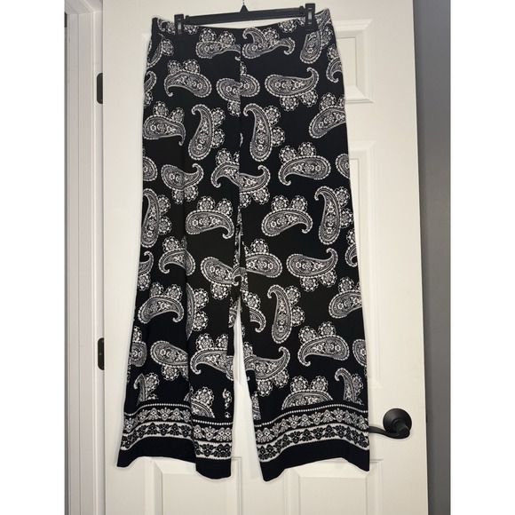 New York And Co Pants - New York And Co Wide Leg Palazzo Pants Large Black And White Paisley